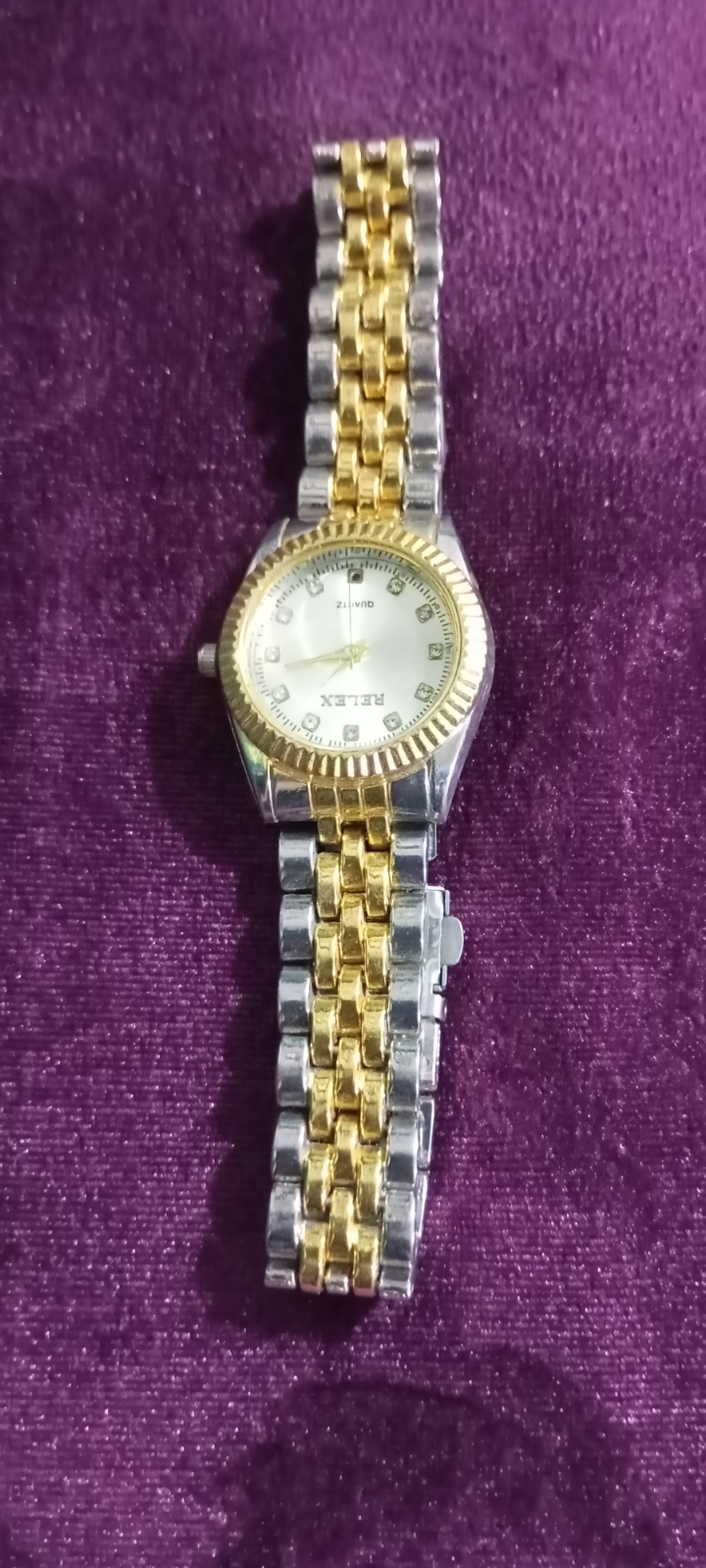 Stylish and Fashionable Square Dial Analog Watch  Golden + Silver  Stripes For Women -Suit For all occasions.