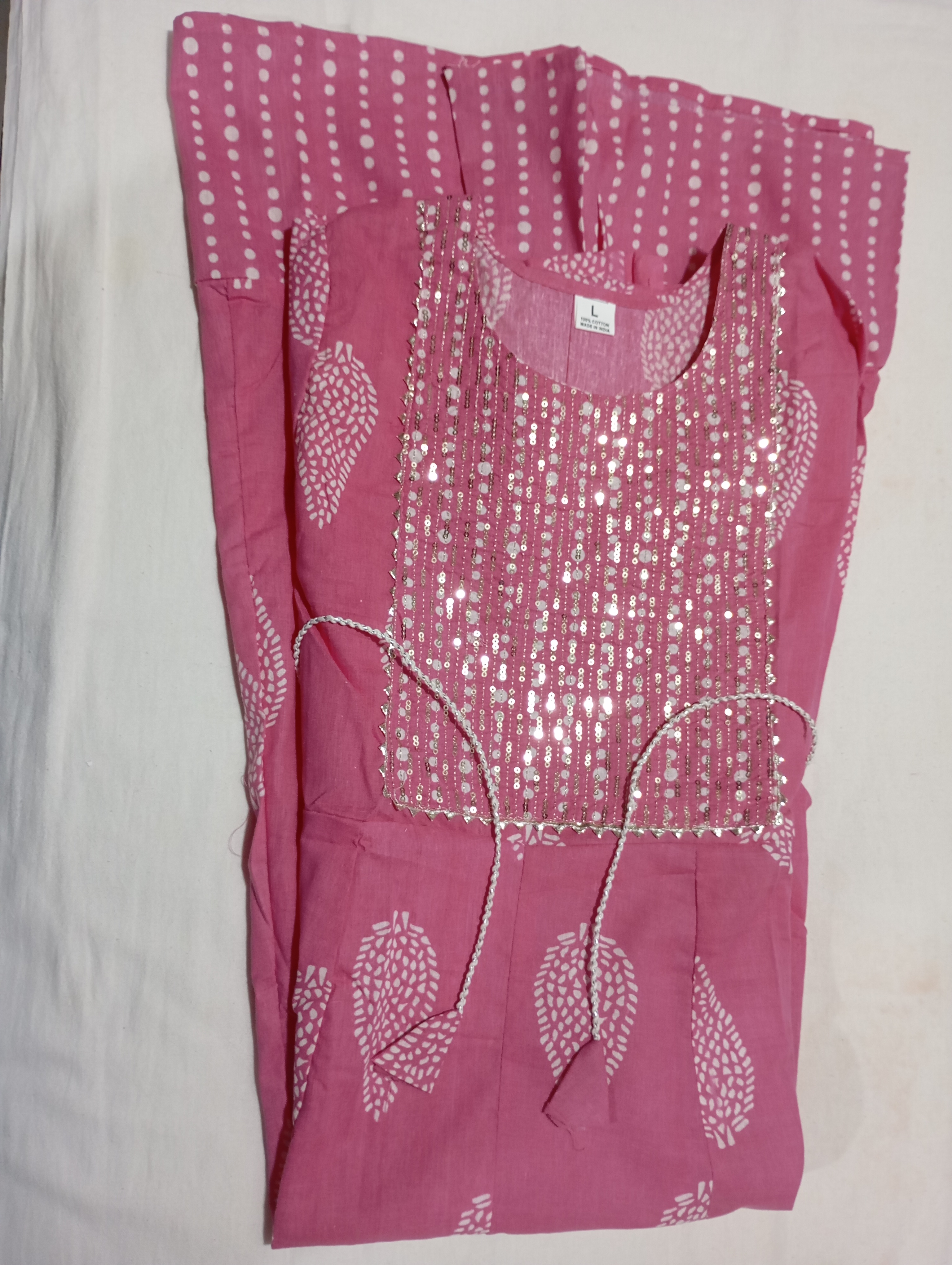 Pink Colour Fancy Cotton Gown One Piece with Side Dori For All Occasions