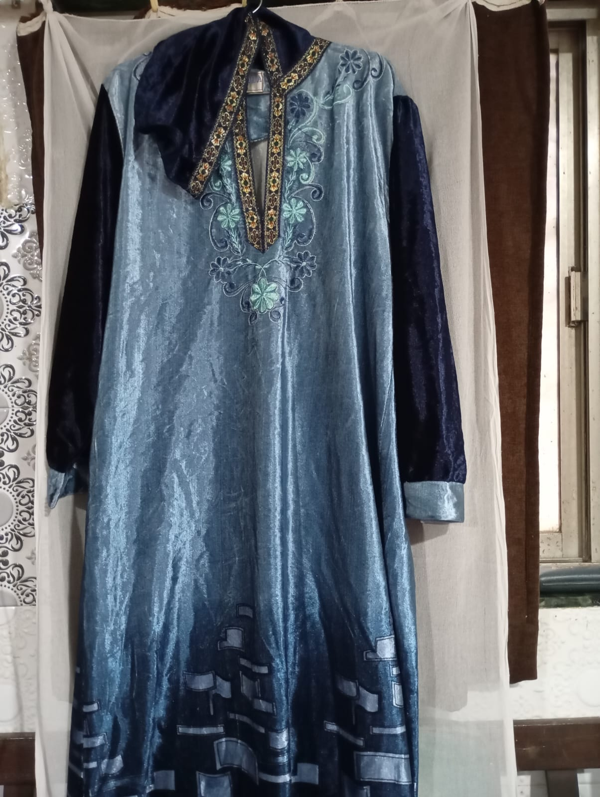Imported Velvet Designer Gown with Hoodie